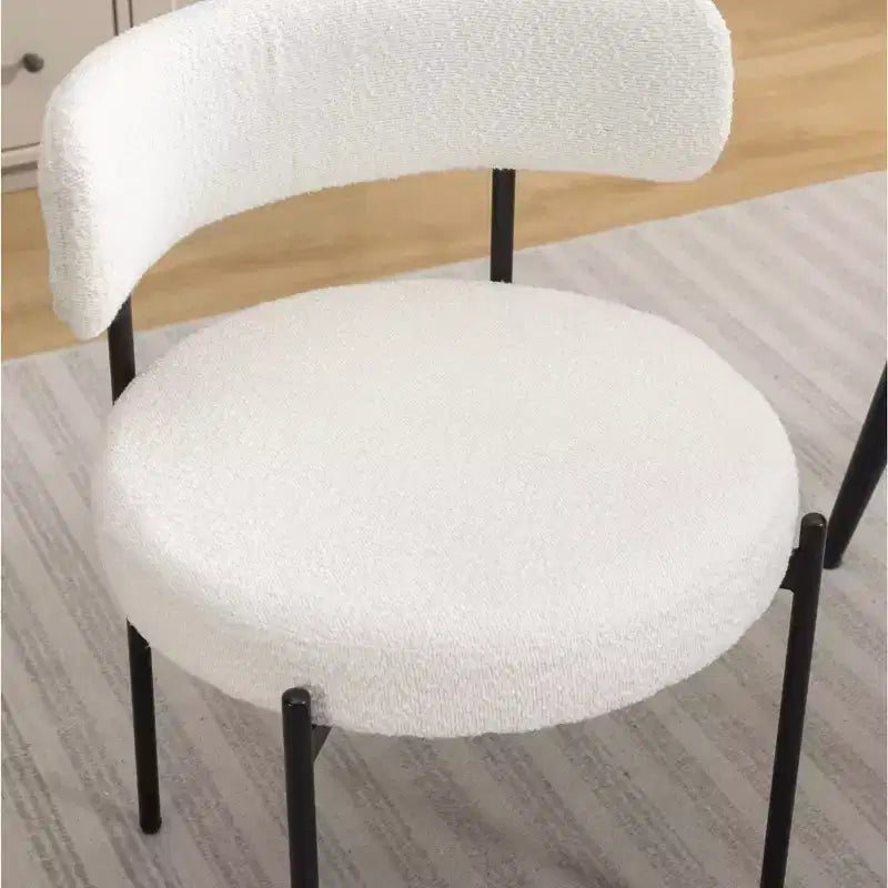 Set da pranzo rotondo da 5 pezzi Roundhill Furniture Durban, tavolo da pranzo in legno con 4 sedie in bouclé