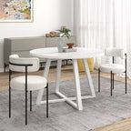 Set da pranzo rotondo da 5 pezzi Roundhill Furniture Durban, tavolo da pranzo in legno con 4 sedie in bouclé