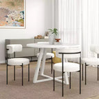 Set da pranzo rotondo da 5 pezzi Roundhill Furniture Durban, tavolo da pranzo in legno con 4 sedie in bouclé