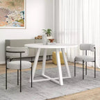 Set da pranzo rotondo da 5 pezzi Roundhill Furniture Durban, tavolo da pranzo in legno con 4 sedie in bouclé