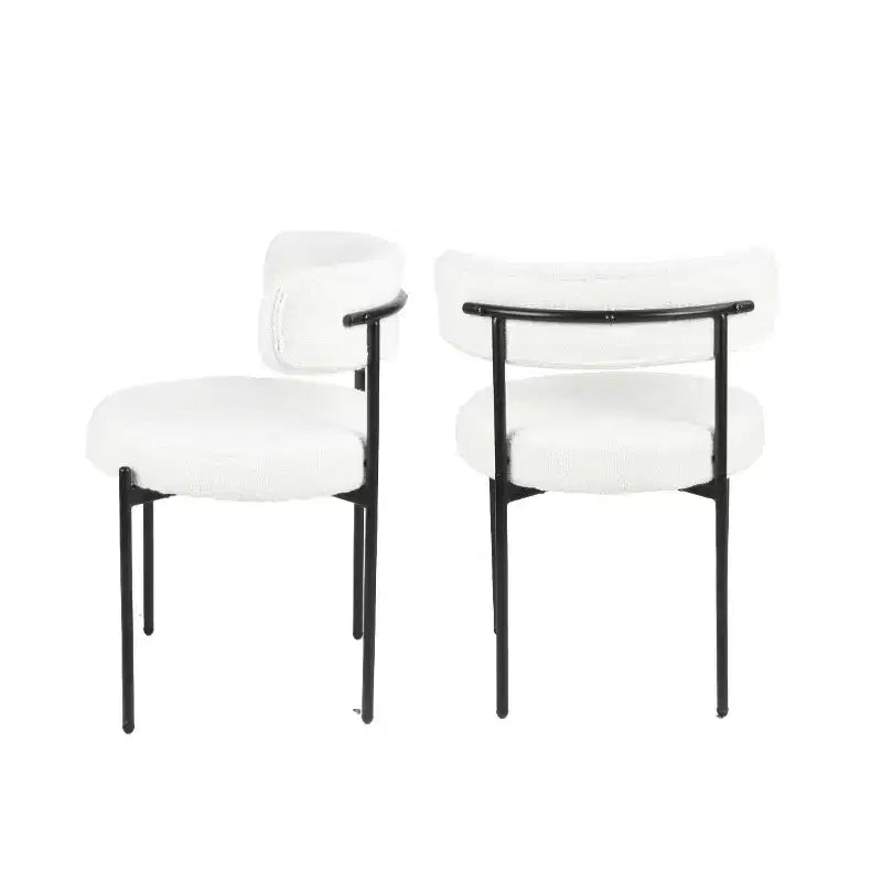 Set da pranzo rotondo da 5 pezzi Roundhill Furniture Durban, tavolo da pranzo in legno con 4 sedie in bouclé