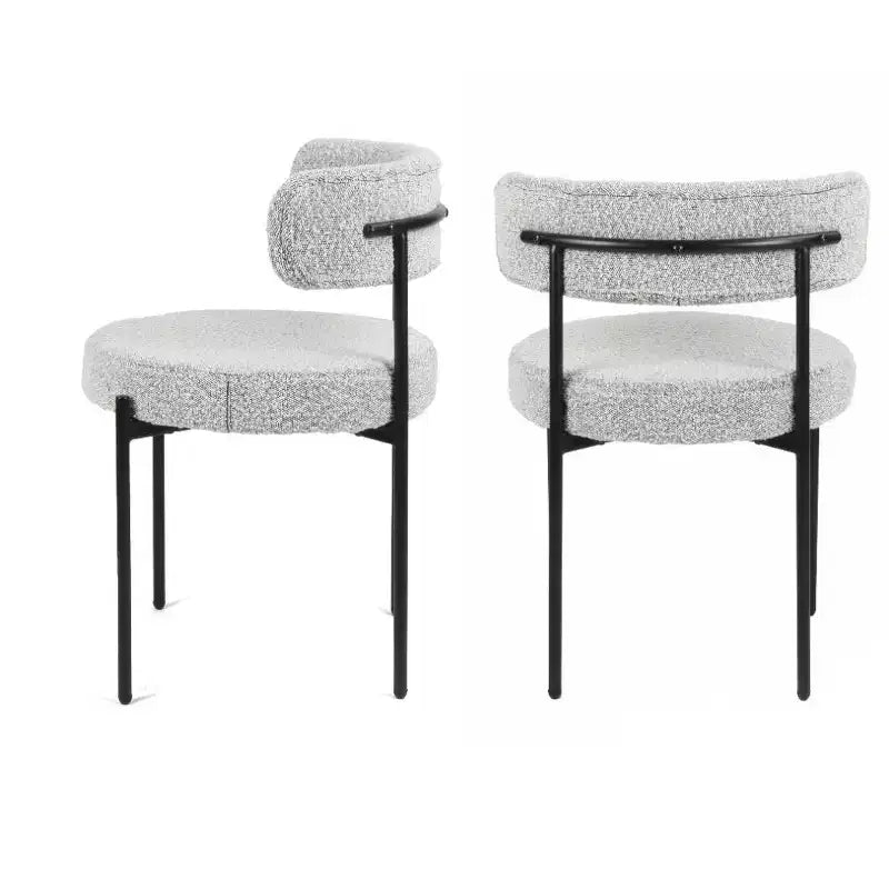 Set da pranzo rotondo da 5 pezzi Roundhill Furniture Durban, tavolo da pranzo in legno con 4 sedie in bouclé