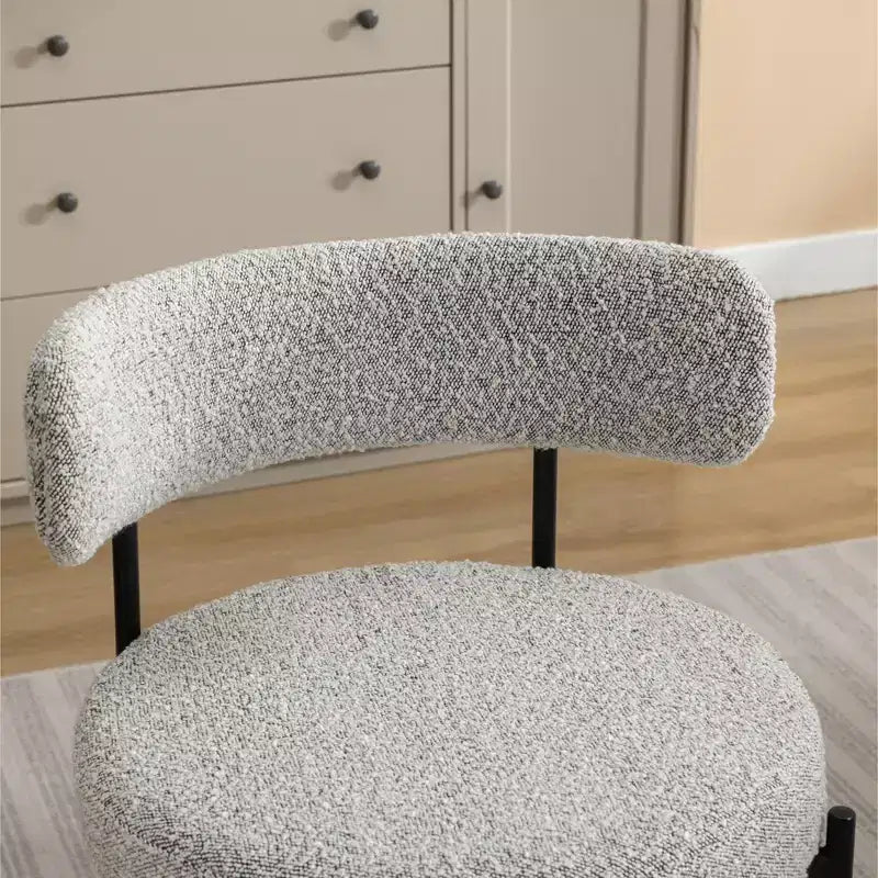Set da pranzo rotondo da 5 pezzi Roundhill Furniture Durban, tavolo da pranzo in legno con 4 sedie in bouclé