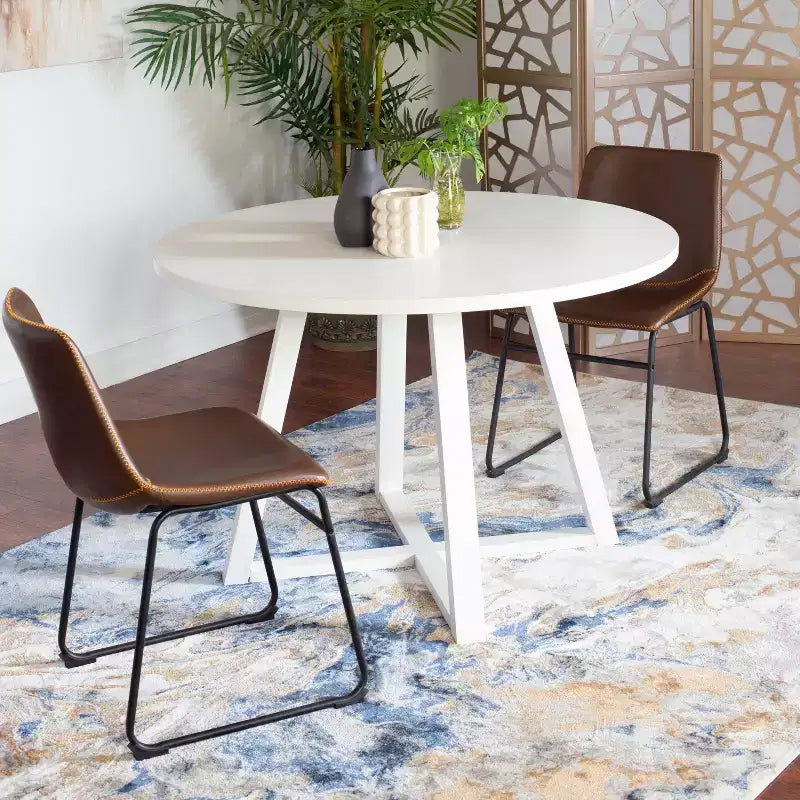Set da pranzo rotondo Roundhill Furniture Varna, tavolo da pranzo in legno con 2 sedie eleganti, 3 pezzi