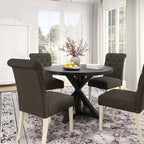 Set da pranzo 5 pezzi Roundhill Furniture Banff, tavolo rotondo con base a crociera e 4 sedie imbottite con bottoni