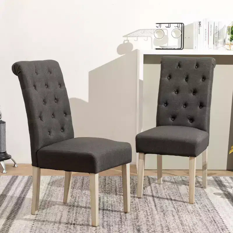 Set da pranzo 5 pezzi Roundhill Furniture Banff, tavolo rotondo con base a crociera e 4 sedie imbottite con bottoni
