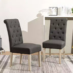 Set da pranzo 5 pezzi Roundhill Furniture Banff, tavolo rotondo con base a crociera e 4 sedie imbottite con bottoni
