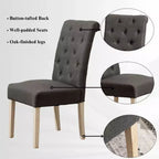 Set da pranzo 5 pezzi Roundhill Furniture Banff, tavolo rotondo con base a crociera e 4 sedie imbottite con bottoni
