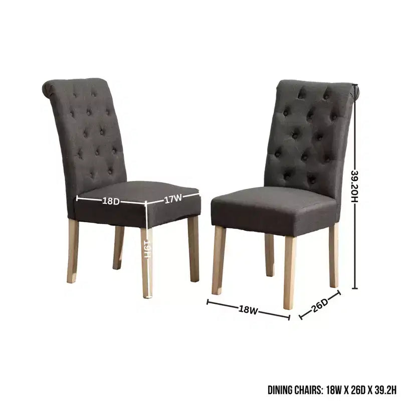 Set da pranzo 5 pezzi Roundhill Furniture Banff, tavolo rotondo con base a crociera e 4 sedie imbottite con bottoni