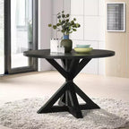 Set da pranzo 5 pezzi Roundhill Furniture Banff, tavolo rotondo con base a crociera e 4 sedie imbottite con bottoni