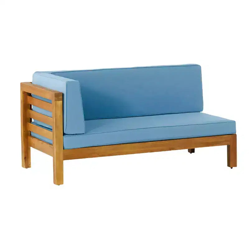 Set divanetto a due posti con bracciolo sinistro e tavolino da caffè in legno di acacia per esterni Christopher Knight Home Oana, con cuscino