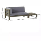 Set divanetto a due posti con bracciolo sinistro e tavolino da caffè in legno di acacia per esterni Christopher Knight Home Oana, con cuscino