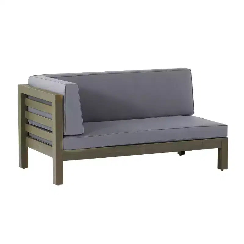 Set divanetto a due posti con bracciolo sinistro e tavolino da caffè in legno di acacia per esterni Christopher Knight Home Oana, con cuscino