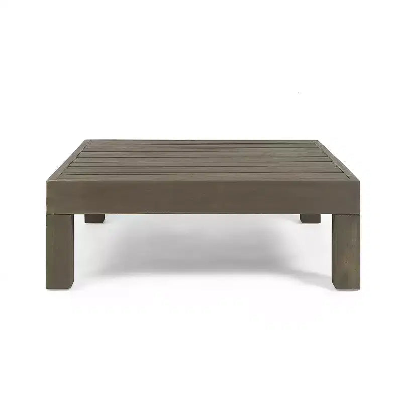 Set divanetto a due posti con bracciolo sinistro e tavolino da caffè in legno di acacia per esterni Christopher Knight Home Oana, con cuscino