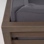 Set divanetto a due posti con bracciolo sinistro e tavolino da caffè in legno di acacia per esterni Christopher Knight Home Oana, con cuscino