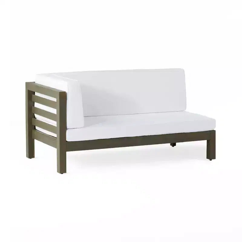 Set divanetto a due posti con bracciolo sinistro e tavolino da caffè in legno di acacia per esterni Christopher Knight Home Oana, con cuscino