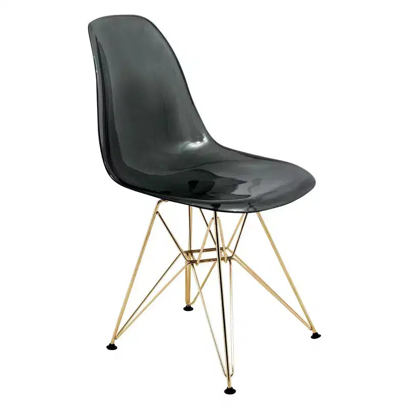Set da pranzo LeisureMod da 5 pezzi con tavolo da pranzo rotondo con base a piedistallo in ferro da 35" e 4 sedie laterali in plastica ABS con base dorata