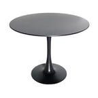 Set da pranzo LeisureMod da 5 pezzi con tavolo da pranzo rotondo con base a piedistallo in ferro da 35" e 4 sedie laterali in plastica ABS con base dorata
