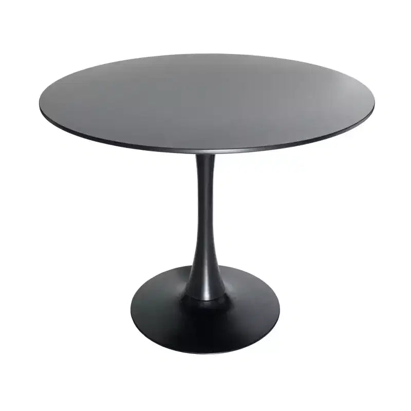 Set da pranzo LeisureMod da 5 pezzi con tavolo da pranzo rotondo con base a piedistallo in ferro da 35" e 4 sedie laterali in plastica ABS con base dorata