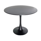 Set da pranzo LeisureMod da 5 pezzi con tavolo da pranzo rotondo con base a piedistallo in ferro da 35" e 4 sedie laterali in plastica ABS con base dorata