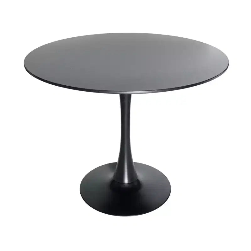 Set da pranzo LeisureMod da 5 pezzi con tavolo da pranzo rotondo con base a piedistallo in ferro da 35" e 4 sedie laterali in plastica ABS con base dorata