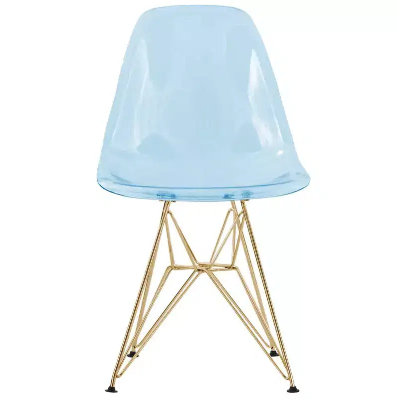 Set da pranzo LeisureMod da 5 pezzi con tavolo da pranzo rotondo con base a piedistallo in ferro da 35" e 4 sedie laterali in plastica ABS con base dorata