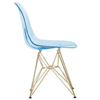 Set da pranzo LeisureMod da 5 pezzi con tavolo da pranzo rotondo con base a piedistallo in ferro da 35" e 4 sedie laterali in plastica ABS con base dorata