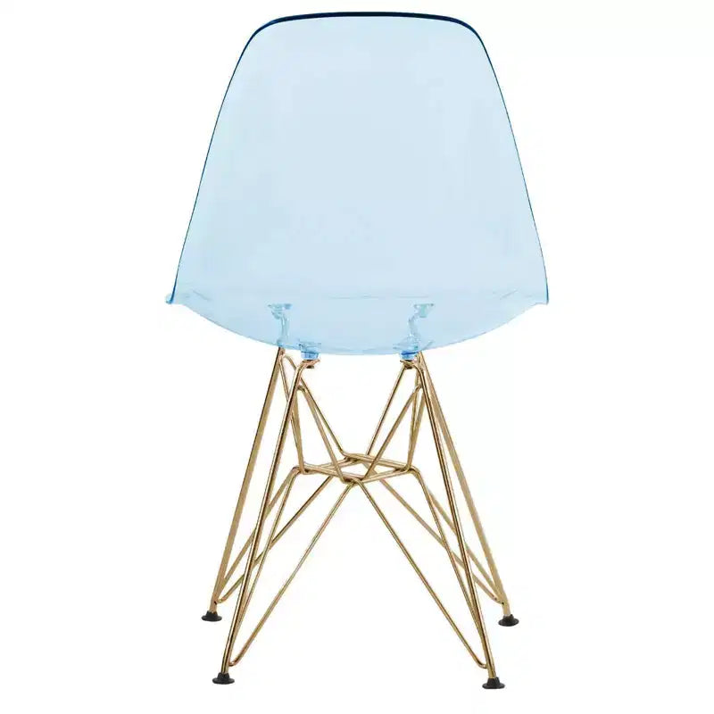 Set da pranzo LeisureMod da 5 pezzi con tavolo da pranzo rotondo con base a piedistallo in ferro da 35" e 4 sedie laterali in plastica ABS con base dorata
