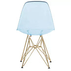 Set da pranzo LeisureMod da 5 pezzi con tavolo da pranzo rotondo con base a piedistallo in ferro da 35" e 4 sedie laterali in plastica ABS con base dorata
