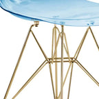 Set da pranzo LeisureMod da 5 pezzi con tavolo da pranzo rotondo con base a piedistallo in ferro da 35" e 4 sedie laterali in plastica ABS con base dorata