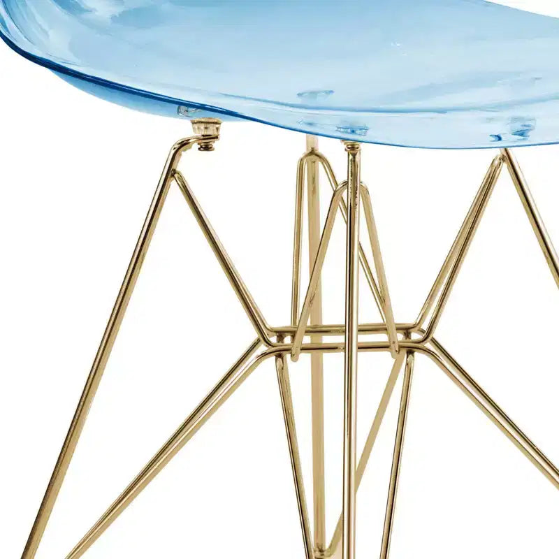 Set da pranzo LeisureMod da 5 pezzi con tavolo da pranzo rotondo con base a piedistallo in ferro da 35" e 4 sedie laterali in plastica ABS con base dorata