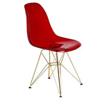 Set da pranzo LeisureMod da 5 pezzi con tavolo da pranzo rotondo con base a piedistallo in ferro da 35" e 4 sedie laterali in plastica ABS con base dorata