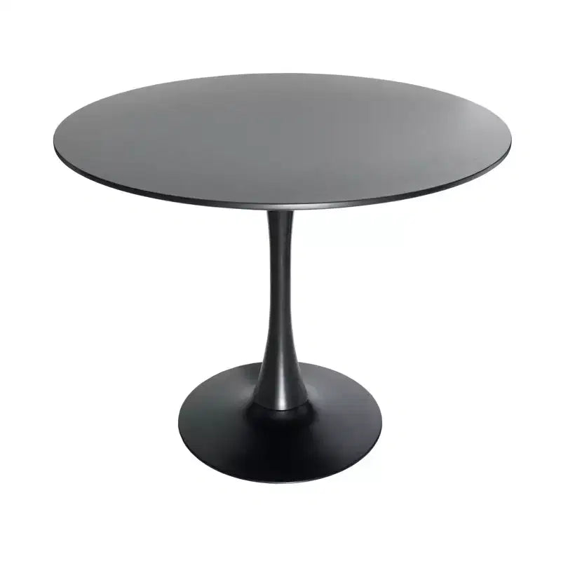 Set da pranzo LeisureMod da 5 pezzi con tavolo da pranzo rotondo con base a piedistallo in ferro da 35" e 4 sedie laterali in plastica ABS con base dorata