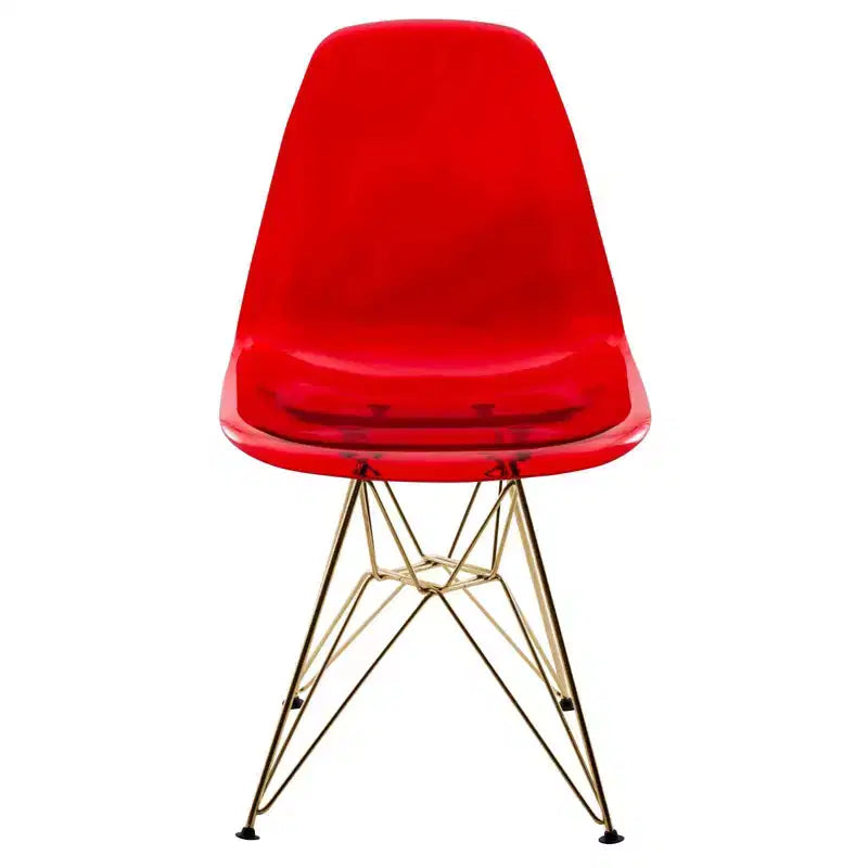 Set da pranzo LeisureMod da 5 pezzi con tavolo da pranzo rotondo con base a piedistallo in ferro da 35" e 4 sedie laterali in plastica ABS con base dorata