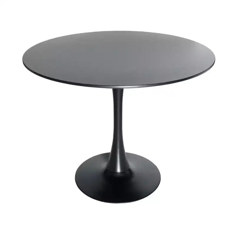 Set da pranzo LeisureMod da 5 pezzi con tavolo da pranzo rotondo con base a piedistallo in ferro da 35" e 4 sedie laterali in plastica ABS con base dorata