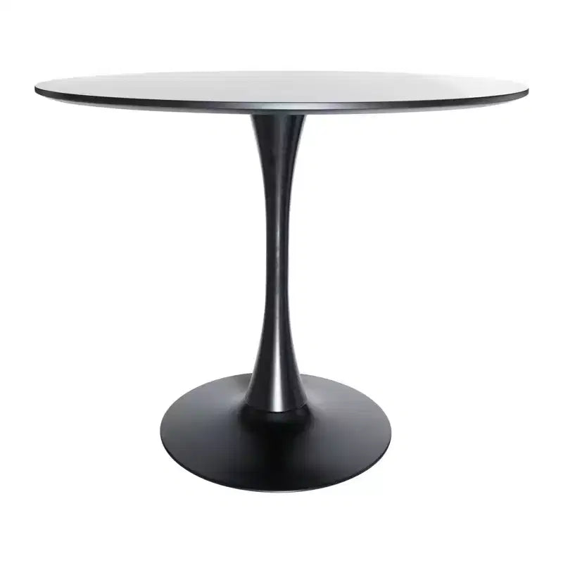Set da pranzo LeisureMod da 5 pezzi con tavolo da pranzo rotondo con base a piedistallo in ferro da 35" e 4 sedie laterali in plastica ABS con base dorata