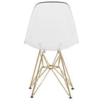 Set da pranzo LeisureMod da 5 pezzi con tavolo da pranzo rotondo con base a piedistallo in ferro da 35" e 4 sedie laterali in plastica ABS con base dorata