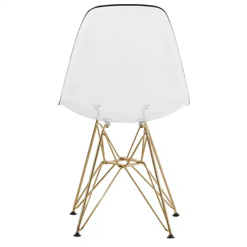Set da pranzo LeisureMod da 5 pezzi con tavolo da pranzo rotondo con base a piedistallo in ferro da 35" e 4 sedie laterali in plastica ABS con base dorata
