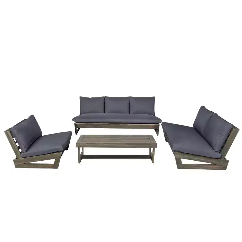 Christopher Knight Home Uland Set di sedie a 7 posti con cuscini in legno di acacia con design a doghe per esterni