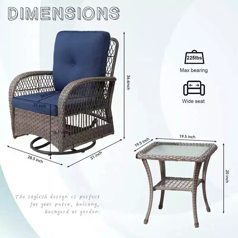 UPTIOT Outdoor 2 - Set di sedute da esterno per 2 persone con cuscini