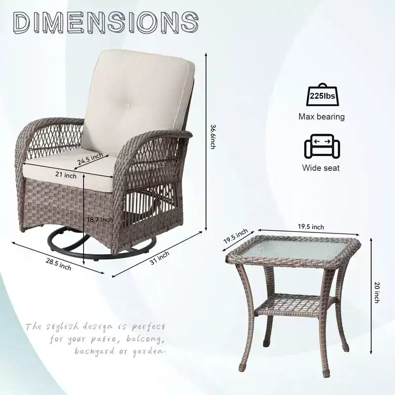 UPTIOT Outdoor 2 - Set di sedute da esterno per 2 persone con cuscini