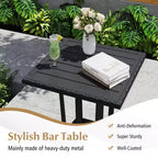 Set bar da patio Costway 3 pezzi in vimini, sedie in rattan e tavolo quadrato con struttura in metallo resistente