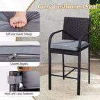 Set bar da patio Costway 3 pezzi in vimini, sedie in rattan e tavolo quadrato con struttura in metallo resistente