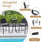 Set bar da patio Costway 3 pezzi in vimini, sedie in rattan e tavolo quadrato con struttura in metallo resistente