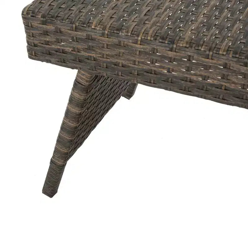 Set di 3 pezzi chaise longue da esterno in vimini Thelma GDFStudio, color moka misto