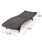 Set di 3 pezzi chaise longue da esterno in vimini Thelma GDFStudio, color moka misto