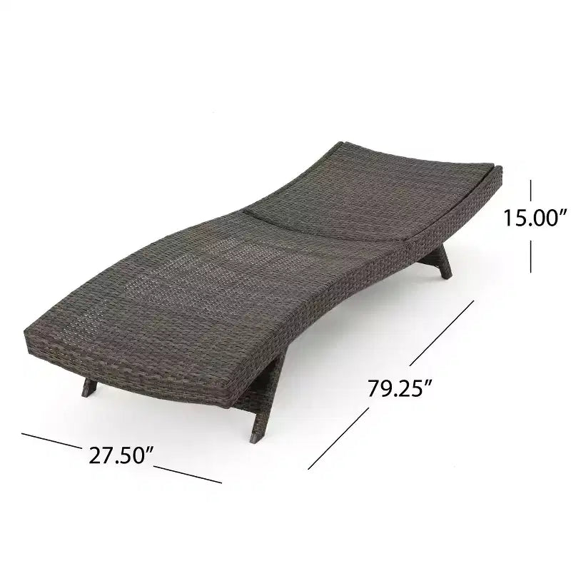 Set di 3 pezzi chaise longue da esterno in vimini Thelma GDFStudio, color moka misto