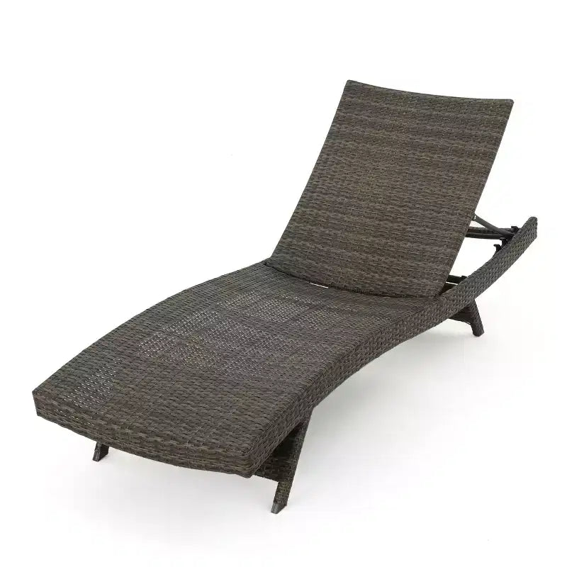 Set di 3 pezzi chaise longue da esterno in vimini Thelma GDFStudio, color moka misto