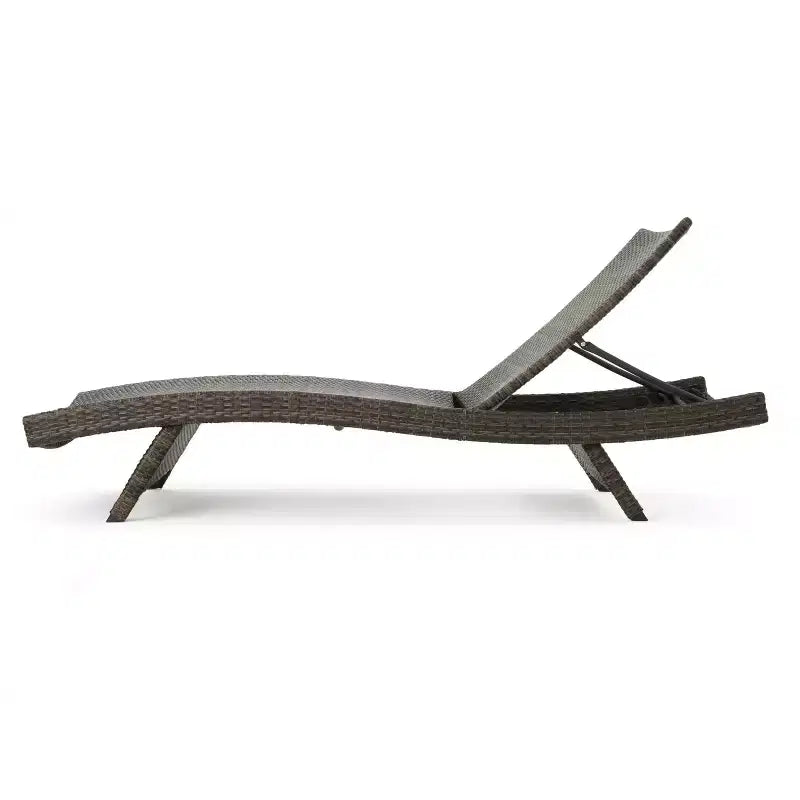 Set di 3 pezzi chaise longue da esterno in vimini Thelma GDFStudio, color moka misto