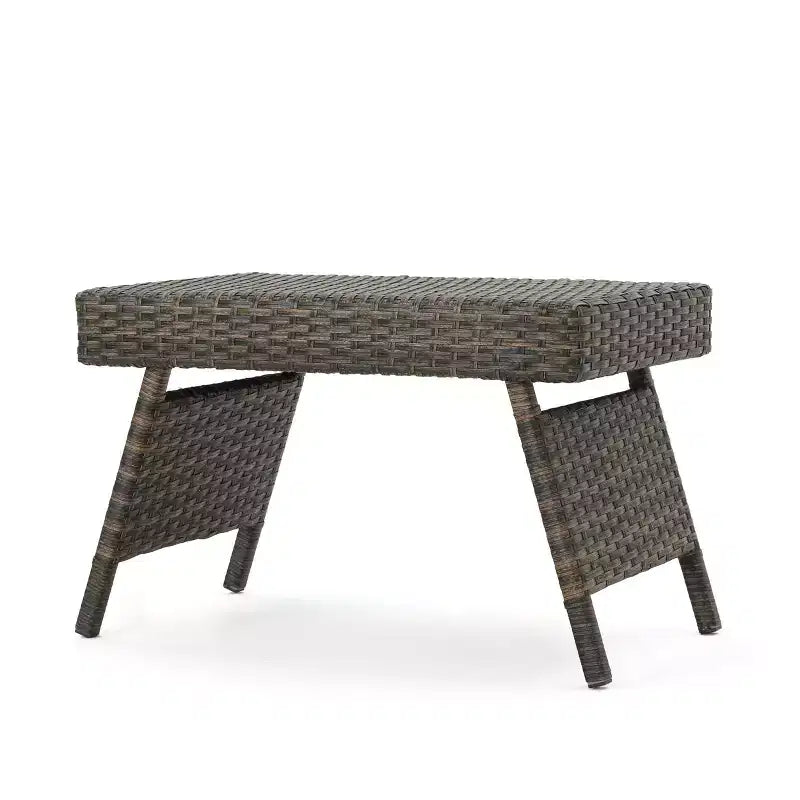 Set di 3 pezzi chaise longue da esterno in vimini Thelma GDFStudio, color moka misto